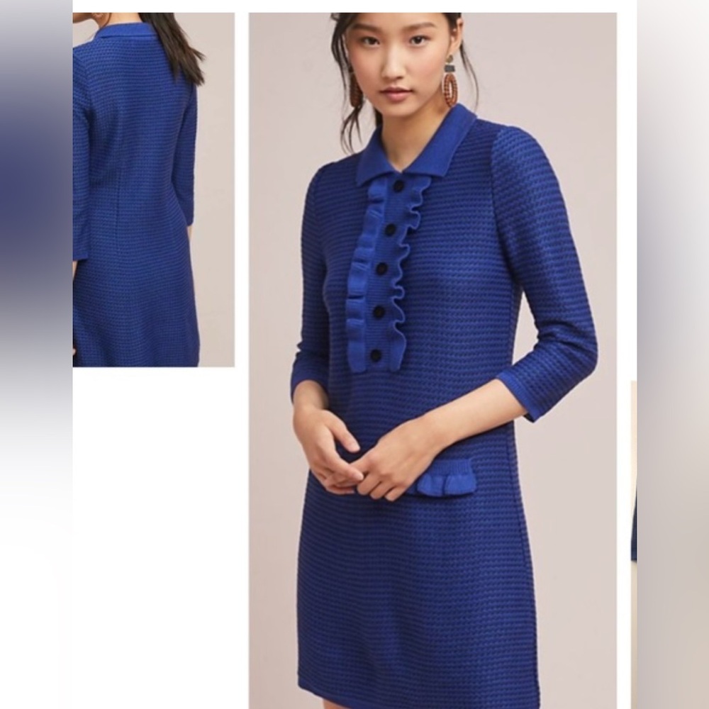 Anthropologie Aldo Martins Beautiful Blue Ruffle Dress Sz XS